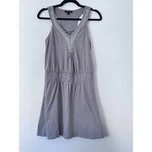 Banana Republic Gray Studded Neck Sleeveless Dress Size S Cotton Casual